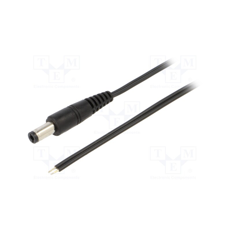 1 pcs x WEST POL - P25-TT-T035-150BK - Cable, 2x0.35mm2, wires,DC 5,5/2,5 plug, straight, black, 1.5m