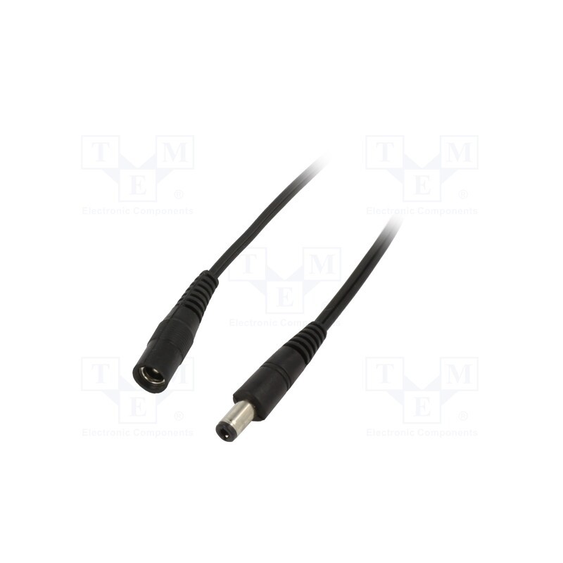 1 pcs x WEST POL - P25-C25-T050-300BK - Cable, 2x0.5mm2, DC 5,5/2,5 plug,DC 5,5/2,5 socket, straight
