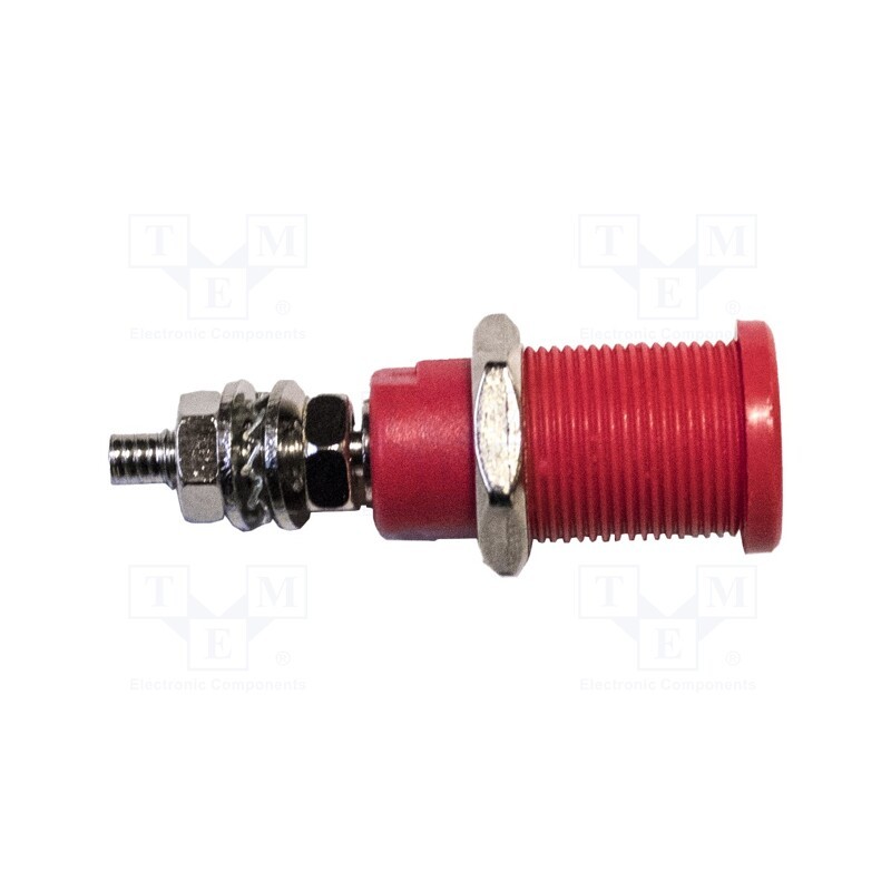 1 pcs x MUELLER ELECTRIC - BU-31607-2 - Socket, 4mm banana, 45A, 600V,1kV, red, nickel plated, 39mm