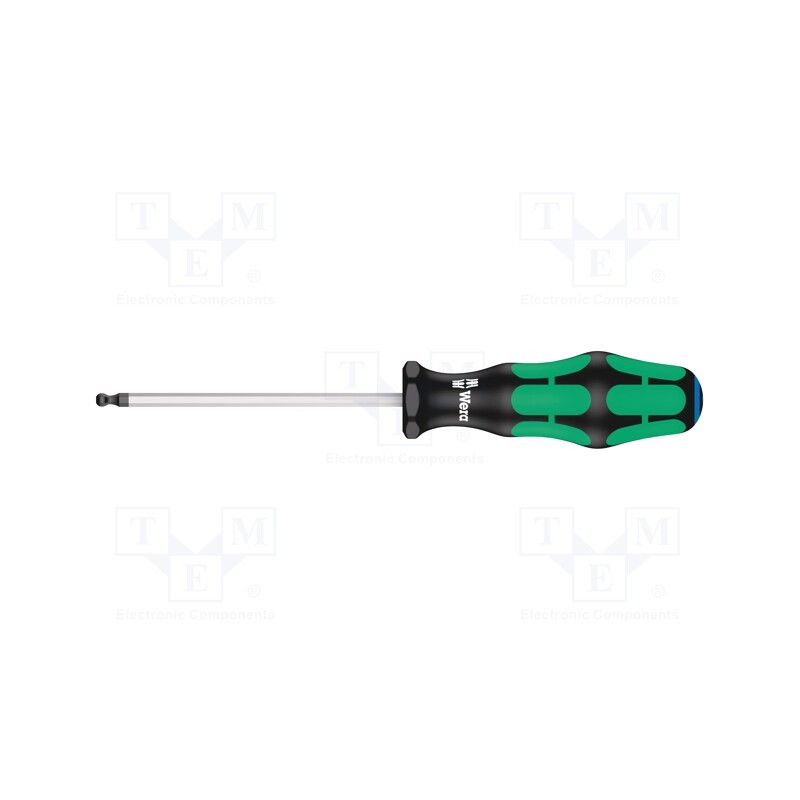 1 pcs x WERA - 5022810001 - Screwdriver, hex key,spherical, HEX 4mm, Blade length: 100mm