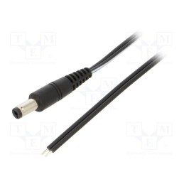 1 pcs x WEST POL - P21-TT-T050-050BK - Cable, 2x0.5mm2, wires,DC 5,5/2,1 plug, straight, black, 0.5m