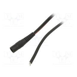1 pcs x WEST POL - S21-TT-T075-500BK - Cable, 2x0.75mm2, wires,DC 5,5/2,1 socket, straight, black, 5m