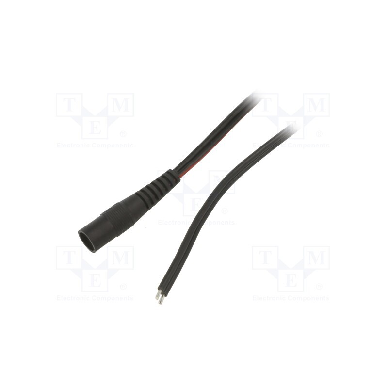 1 pcs x WEST POL - S21-TT-T075-500BK - Cable, 2x0.75mm2, wires,DC 5,5/2,1 socket, straight, black, 5m
