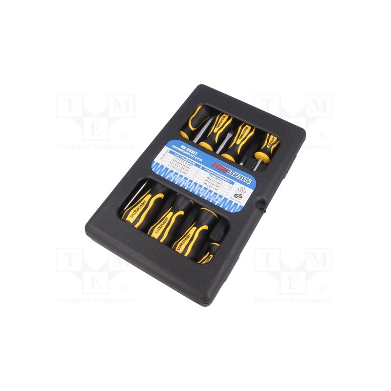 1 set x NEWBRAND - NB-03SET -AS - Kit: screwdrivers, Phillips cross,slot, plastic box, 8pcs.