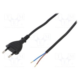 1 pcs x PLASTROL - W-97150 - Cable, 2x0.75mm2, CEE 7/16 (C) plug,wires, PVC, 5m, black, 2.5A