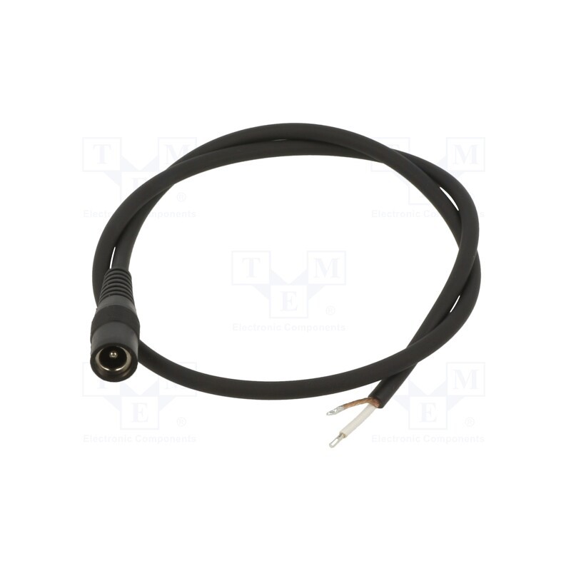 1 pcs x WEST POL - S21-TT-C050-200BK - Cable, 1x0.5mm2, wires,DC 5,5/2,1 socket, straight, black, 2m