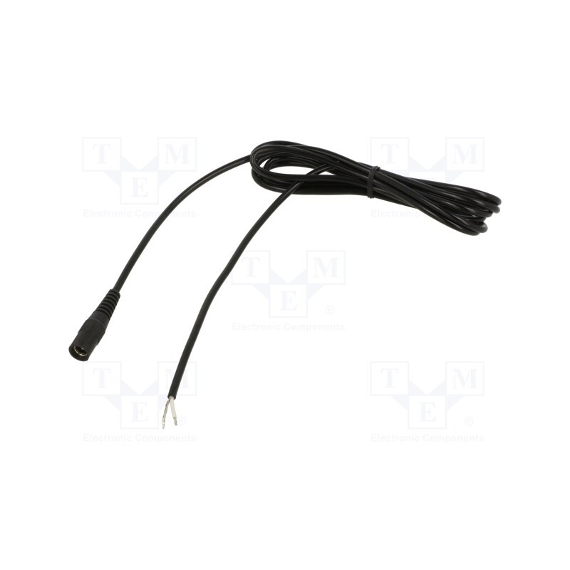 1 pcs x WEST POL - S21-TT-C050-150BK - Cable, 1x0.5mm2, wires,DC 5,5/2,1 socket, straight, black, 1.5m