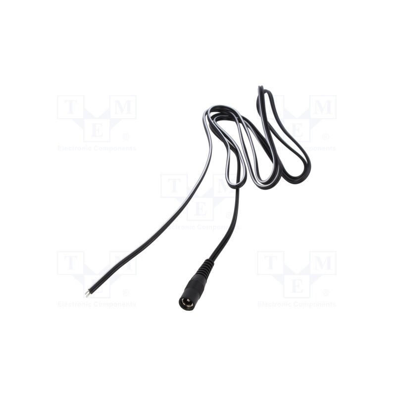 1 pcs x WEST POL - S25-TT-T050-150BK - Cable, 2x0.5mm2, wires,DC 5,5/2,5 socket, straight, black, 1.5m
