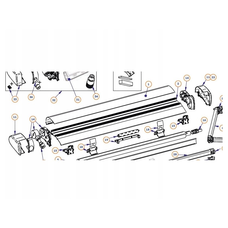End of the left and right casing of the 6300 awning