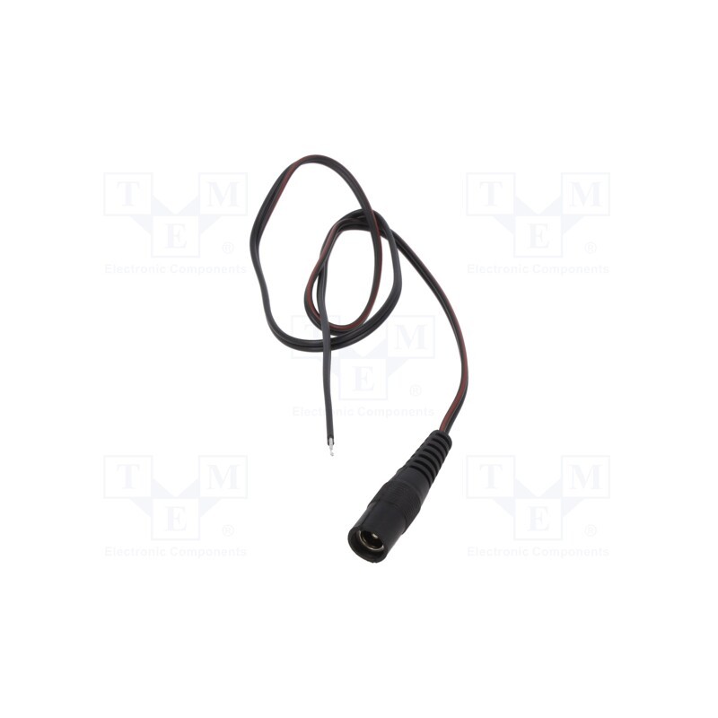 1 pcs x WEST POL - S25-TT-T035-050BK - Cable, 2x0.35mm2, wires,DC 5,5/2,5 socket, straight, black, 0.5m