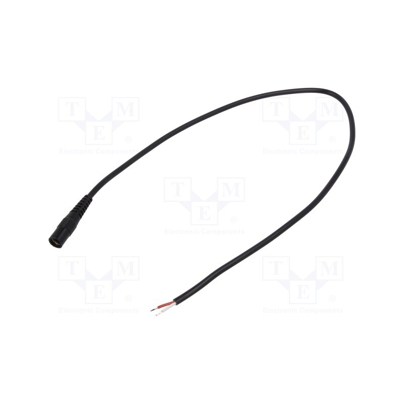 1 pcs x WEST POL - S25-TT-O050-500BK - Cable, 2x0.5mm2, wires,DC 5,5/2,5 socket, straight, black, 5m
