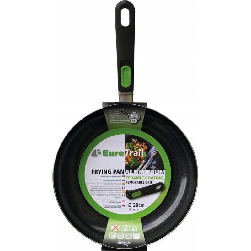 Camping tourist frying pan with foldable handle