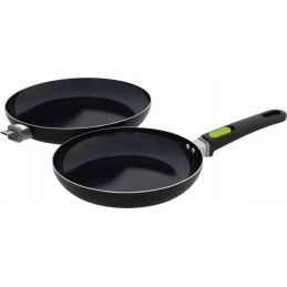 Camping tourist frying pan with foldable handle