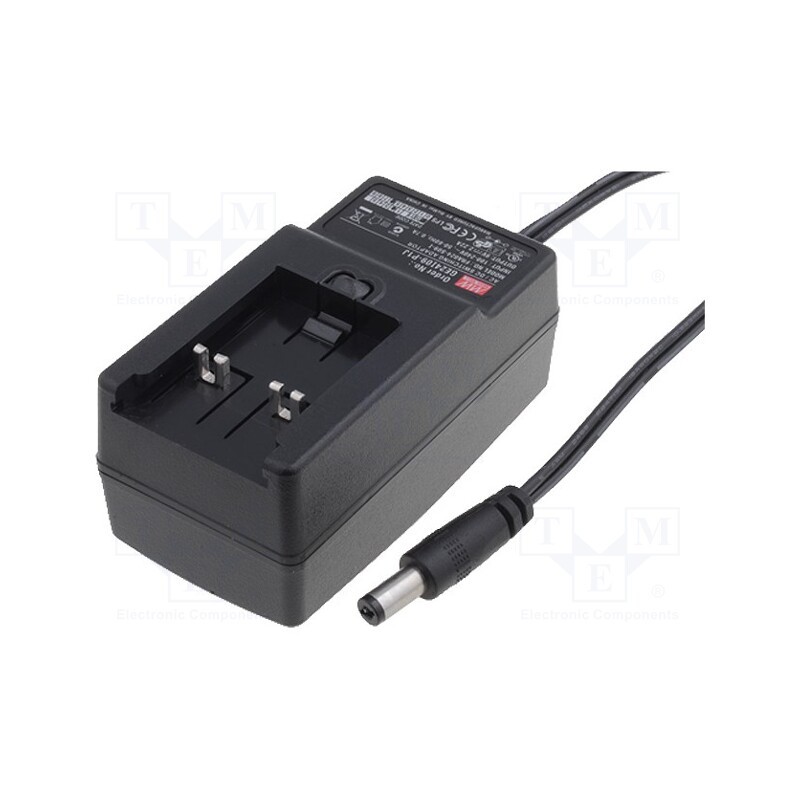 1 pcs x MEAN WELL - GE24I09-P1J - Power supply: switched-mode, plug, 9VDC, 2.22A, 20W, Out: 5,5/2,1