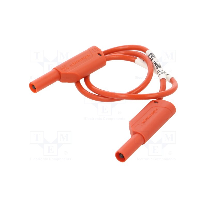 1 pcs x SCHu00dcTZINGER - VSFK 8700 / SIL1 / 50 / RT - Test lead, 16A, banana plug 4mm,both sides, Urated: 1kV, Len: 0.5m