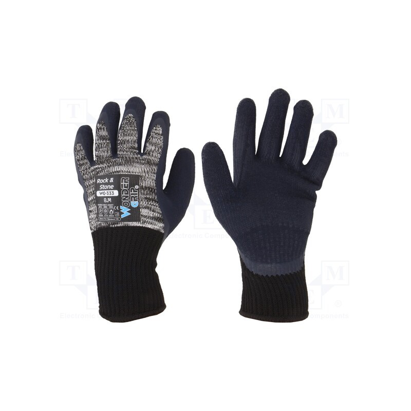 1 set x WONDER GRIP - 52774 - Protective gloves, Size: 8,M, grey, cotton,latex,polyester