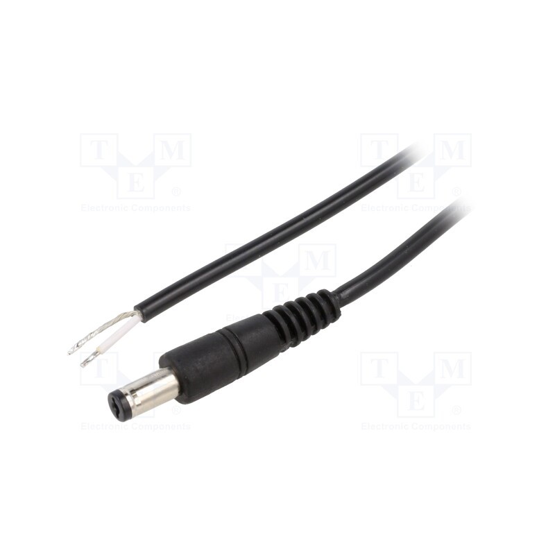 1 pcs x WEST POL - P55-TT-C050-050BK - Cable, 1x0.5mm2, wires,DC 5,5/1,7 plug, straight, black, 0.5m
