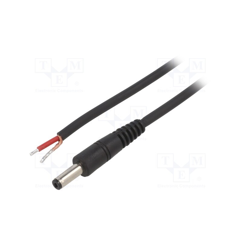 1 pcs x WEST POL - P48-TT-C100-050BK - Cable, 1x1mm2, wires,DC 4,8/1,7 plug, straight, black, 0.5m