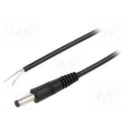1 pcs x WEST POL - P48-TT-C050-150BK - Cable, 1x0.5mm2, wires,DC 4,8/1,7 plug, straight, black, 1.5m