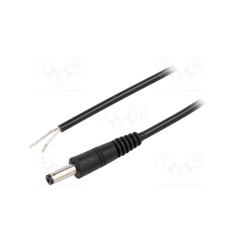 1 pcs x WEST POL - P48-TT-C050-150BK - Cable, 1x0.5mm2, wires,DC 4,8/1,7 plug, straight, black, 1.5m