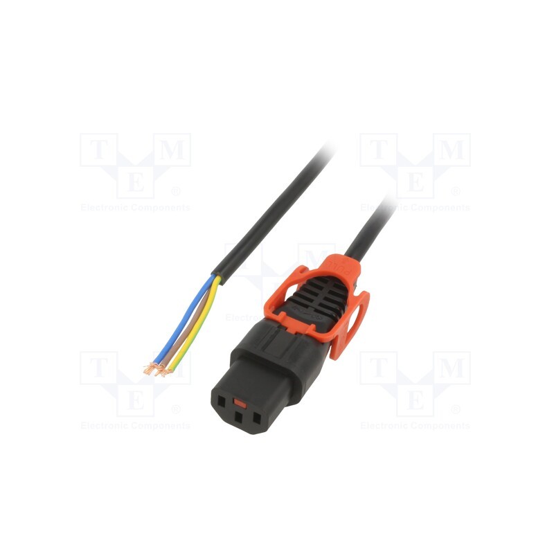 1 pcs x SCHAFFNER - IL13P-SE-H05-3100-300 - Cable, IEC C13 female,wires, 3m, with IEC LOCK+ locking, black
