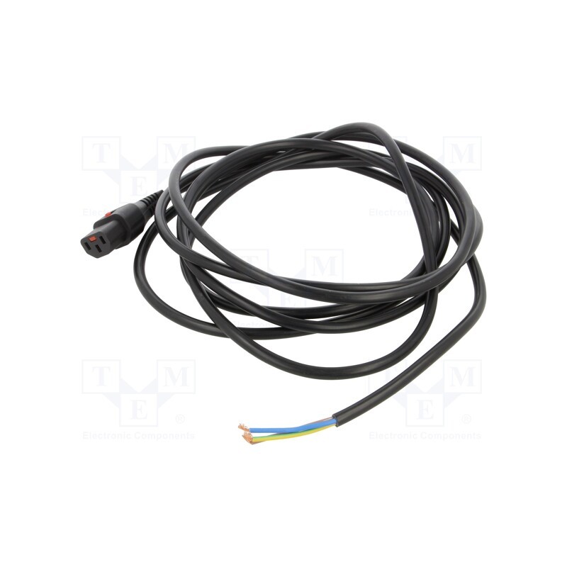 1 pcs x SCHAFFNER - IL13-SE-H05-3100-400 - Cable, IEC C13 female,wires, 4m, with IEC LOCK locking, black