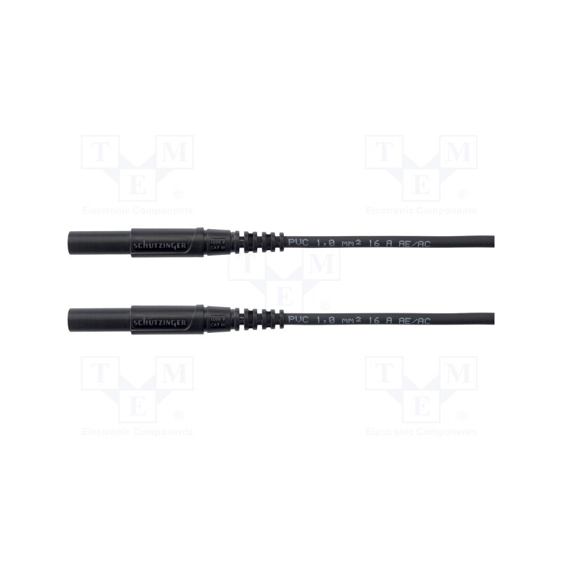 1 pcs x SCHu00dcTZINGER - MSFK A341 / 1 / 50 / SW - Test lead, 16A, banana plug 4mm,both sides, with protection