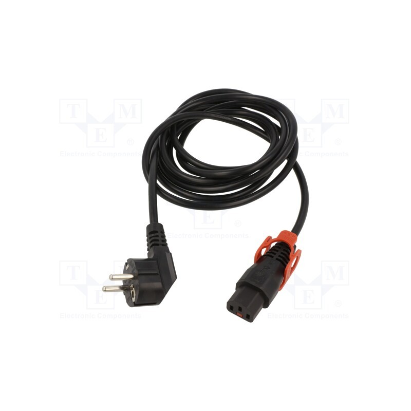 1 pcs x SCHAFFNER - IL13P-EU1-H05-3100-300 - Cable, CEE 7/7 (E/F) plug angled,IEC C13 female, 3m, black, 10A