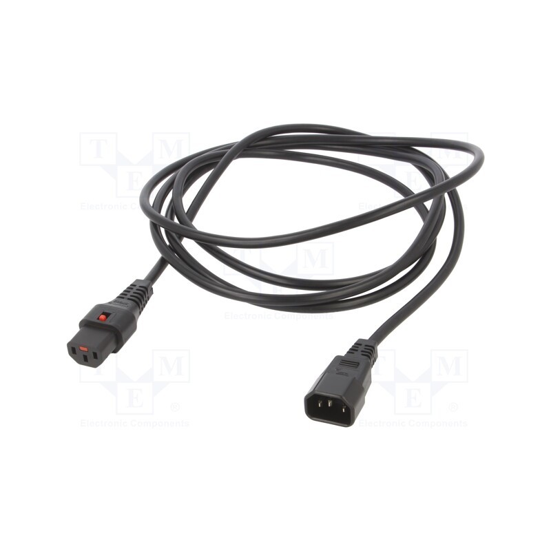 1 pcs x SCHAFFNER - IL13-C14-H05-3100-300 - Cable, IEC C13 female,IEC C14 male, 3m, with IEC LOCK locking