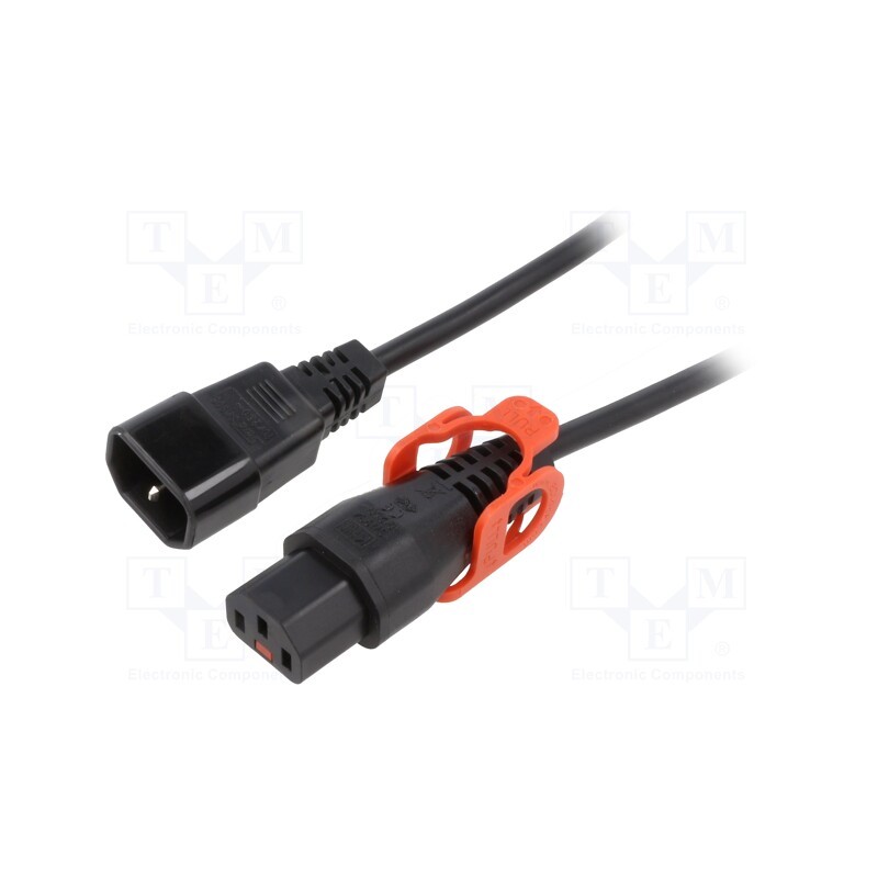 1 pcs x SCHAFFNER - IL13P-C14-H05-3100-300 - Cable, IEC C13 female,IEC C14 male, 3m, with IEC LOCK+ locking