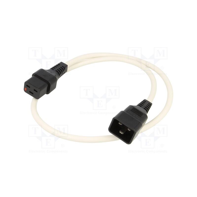 1 pcs x SCHAFFNER - IL19-C20-H05-3150-100-W - Cable, IEC C19 female,IEC C20 male, 1m, with IEC LOCK locking
