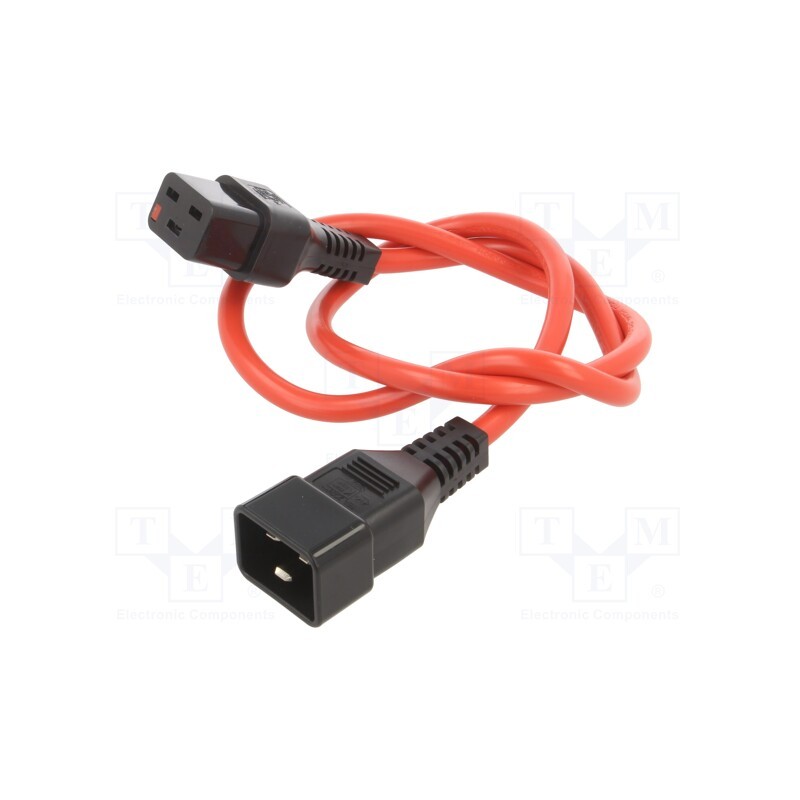 1 pcs x SCHAFFNER - IL19-C20-H05-3150-100-R - Cable, IEC C19 female,IEC C20 male, 1m, with IEC LOCK locking