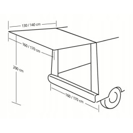 A tent inflatable on the back of a Euro tourist bus