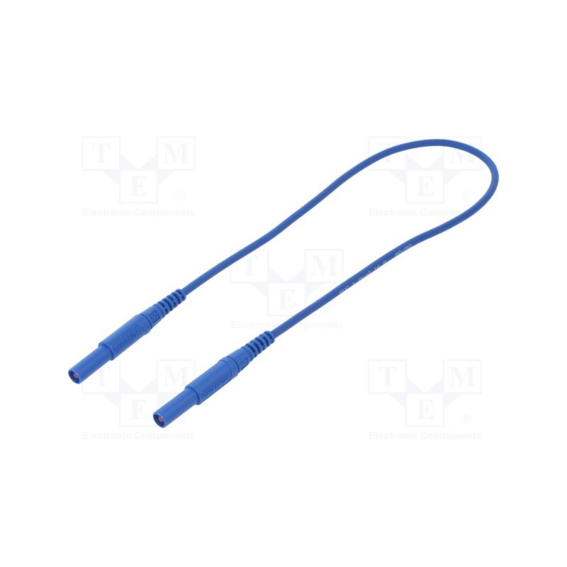 1 pcs x SCHu00dcTZINGER - MSFK A341 / 1 / 50 / BL - Test lead, 16A, banana plug 4mm,both sides, with protection