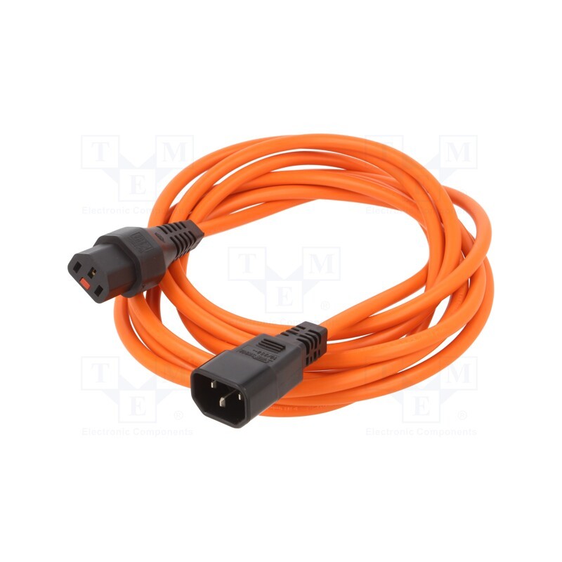 1 pcs x SCHAFFNER - IL13-C14-H05-3100-350-O - Cable, IEC C13 female,IEC C14 male, 3.5m, with IEC LOCK locking