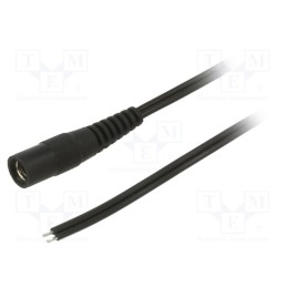 1 pcs x WEST POL - S21-TT-T050-200BK - Cable, 2x0.5mm2, wires,DC 5,5/2,1 socket, straight, black, 2m