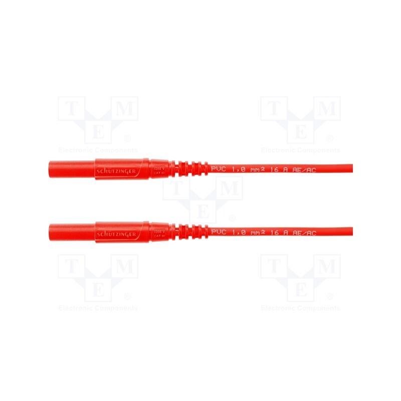 1 pcs x SCHu00dcTZINGER - MSFK A341 / 1 / 50 / RT - Test lead, 16A, banana plug 4mm,both sides, with protection