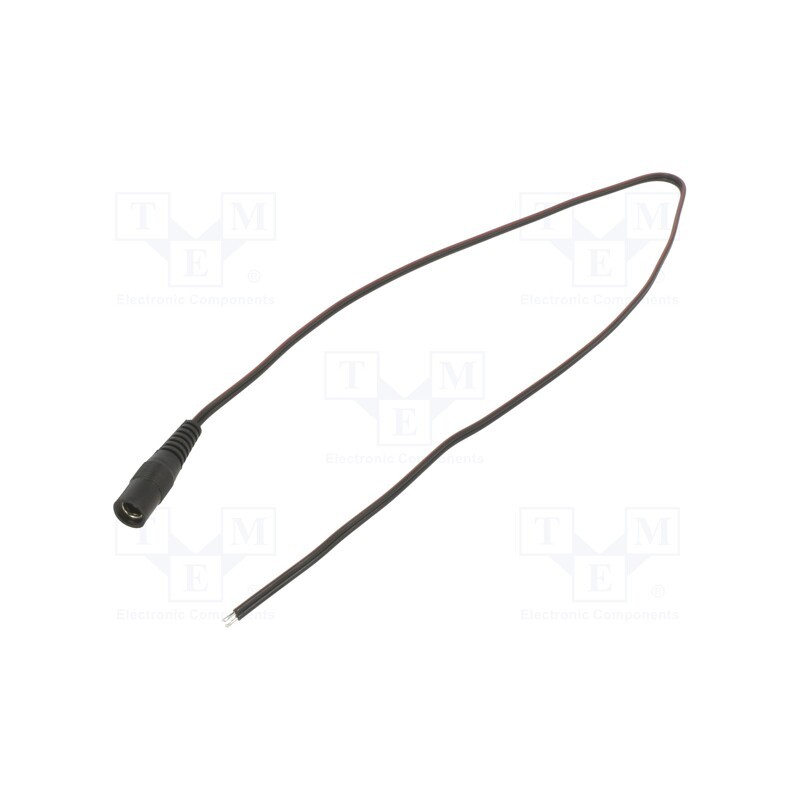1 pcs x WEST POL - S21-TT-T035-050BK - Cable, 2x0.35mm2, wires,DC 5,5/2,1 socket, straight, black, 0.5m