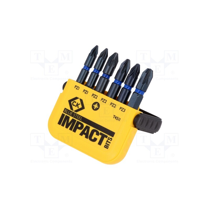 1 set x C.K - T4511 - Kit: screwdriver bits, Pozidriv®, 50mm, Size: PZ1,PZ2,PZ3, blister