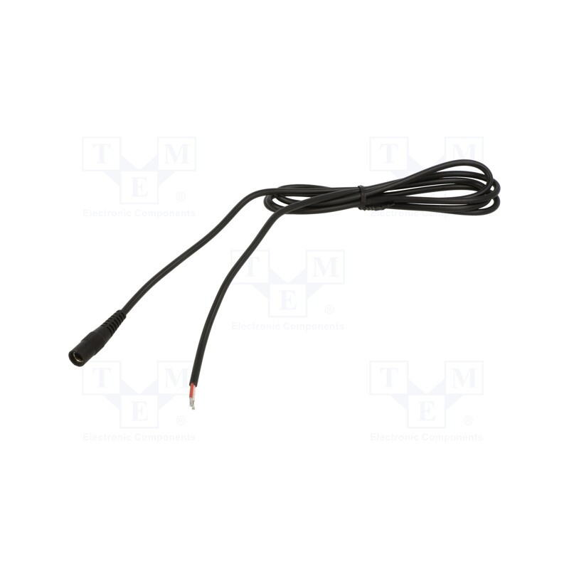 1 pcs x WEST POL - S21-TT-O050-300BK - Cable, 2x0.5mm2, wires,DC 5,5/2,1 socket, straight, black, 3m