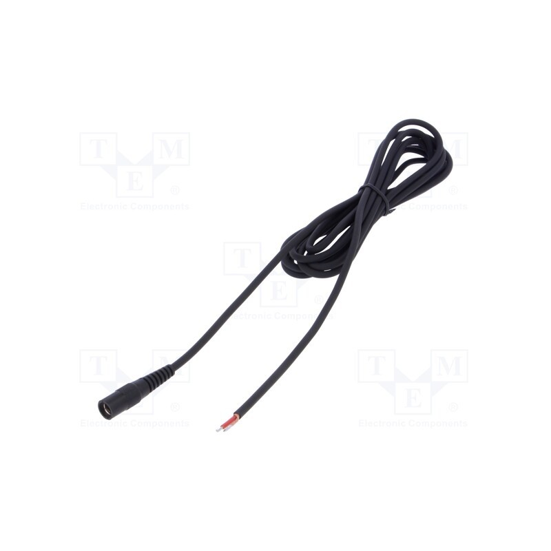 1 pcs x WEST POL - S21-TT-C100-300BK - Cable, 1x1mm2, wires,DC 5,5/2,1 socket, straight, black, 3m