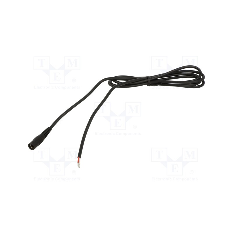 1 pcs x WEST POL - S21-TT-C075-500BK - Cable, 1x0.75mm2, wires,DC 5,5/2,1 socket, straight, black, 5m