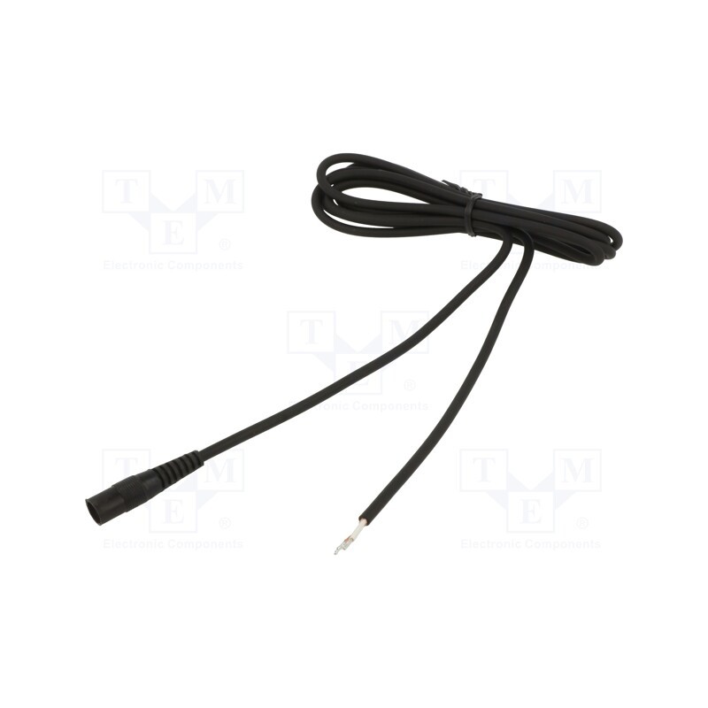 1 pcs x WEST POL - S21-TT-C075-300BK - Cable, 1x0.75mm2, wires,DC 5,5/2,1 socket, straight, black, 3m