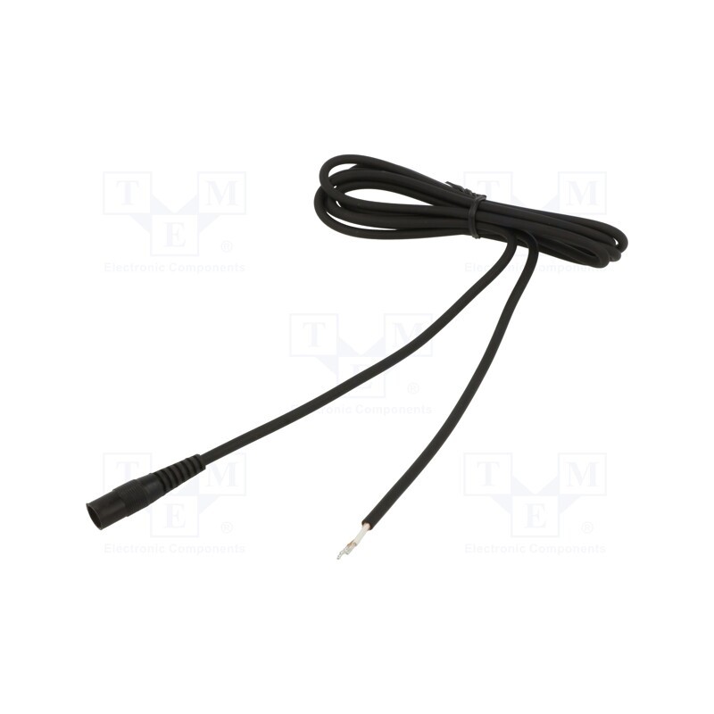 1 pcs x WEST POL - S21-TT-C075-150BK - Cable, 1x0.75mm2, wires,DC 5,5/2,1 socket, straight, black, 1.5m