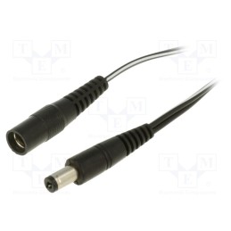 1 pcs x WEST POL - P21-C21-T050-150BK - Cable, 2x0.5mm2, DC 5,5/2,1 plug,DC 5,5/2,1 socket, straight