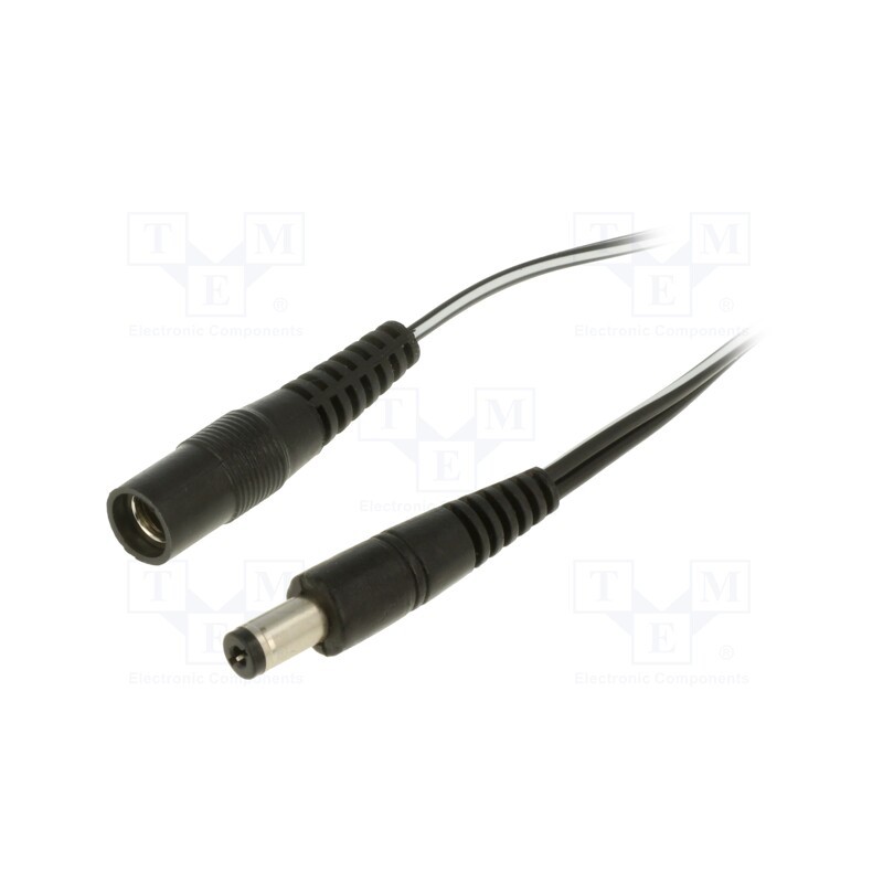 1 pcs x WEST POL - P21-C21-T050-150BK - Cable, 2x0.5mm2, DC 5,5/2,1 plug,DC 5,5/2,1 socket, straight