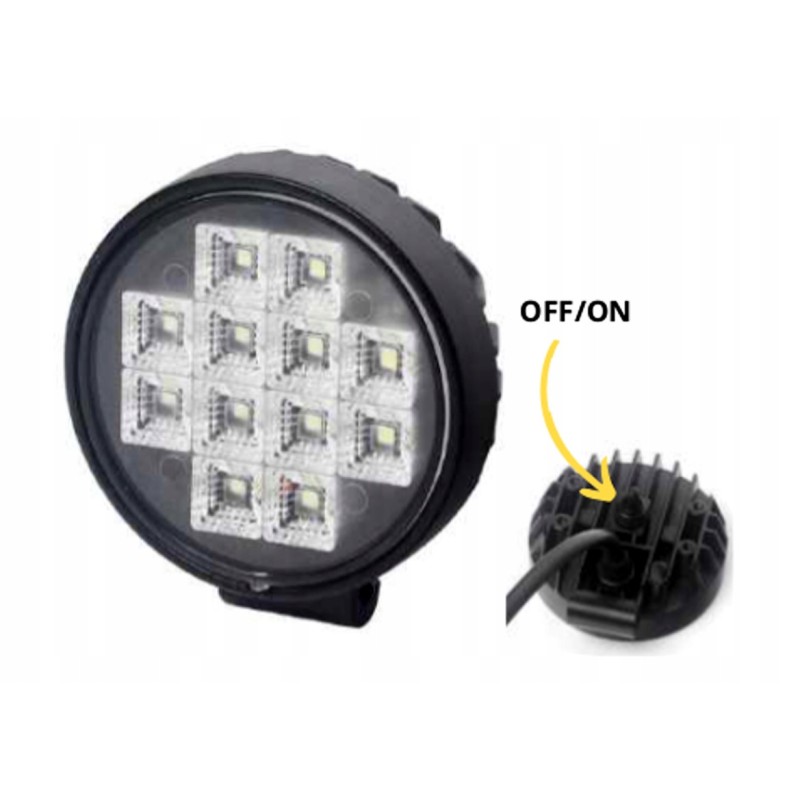 12 LED lamp, 12W, with on/off switch, camper, 12v/24v