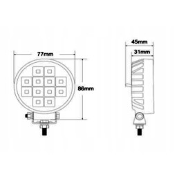 12 LED lamp, 12W, with on/off switch, camper, 12v/24v