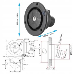 Socket, water filler cap, camper key