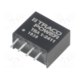 1 pcs x TRACO POWER - TBA 1-2411 - Converter: DC/DC, 1W, Uin: 21.6÷26.4V, Uout: 5VDC, Iout: 200mA, SIP4